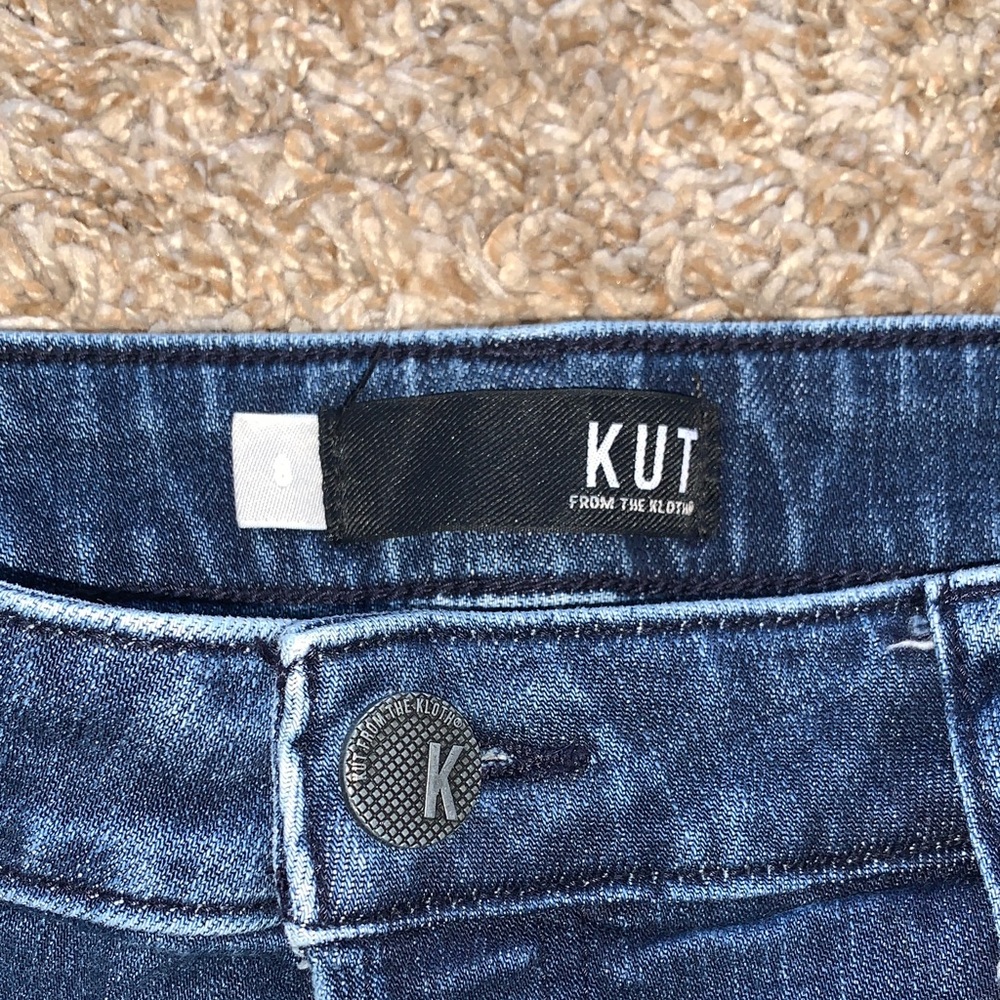 Kut From The Kloth Women’s Dark Blue Stretch Straight Leg Distressed Jeans Sz 8 - Picture 3 of 11